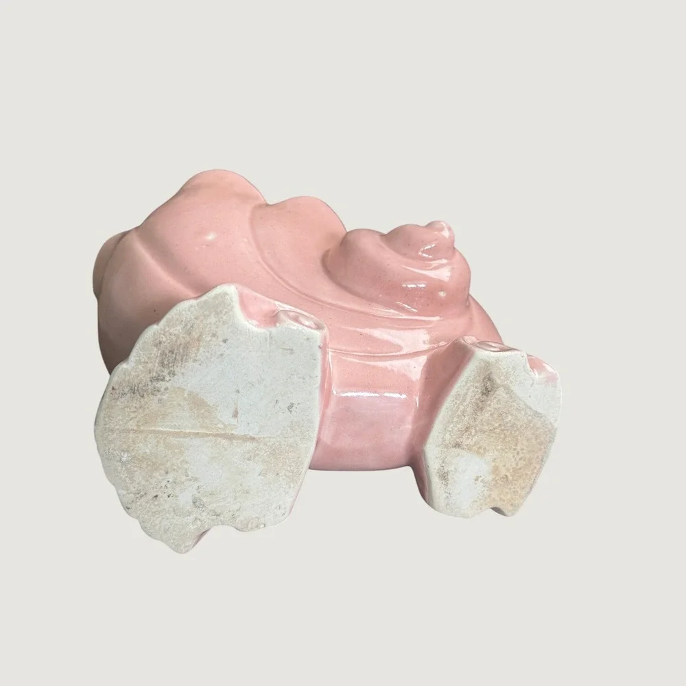 Vintage Pink Ceramic Seashell Planter Nautical Conch Shell Vase Coastal Decor